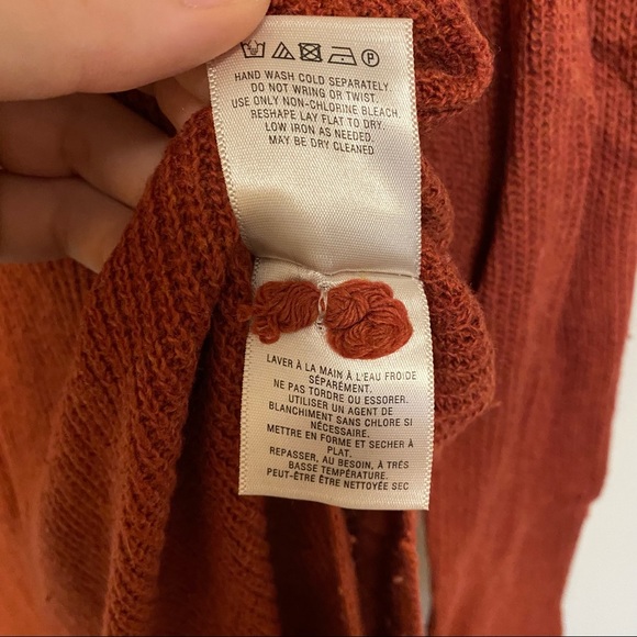 Anthropologie Moth Sweater Dress with High Side Slits in Burnt Red Orange - Picture 3 of 11